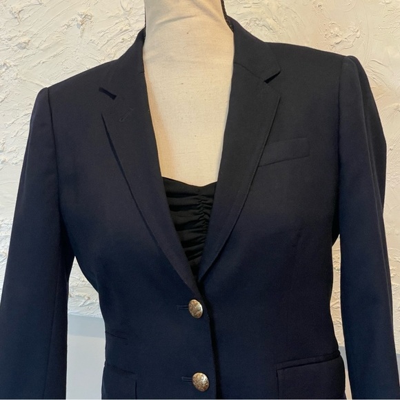 J.Crew Women's Schoolboy Blazer Navy Blue Wool Gold Buttons size 2 - Picture 2 of 9